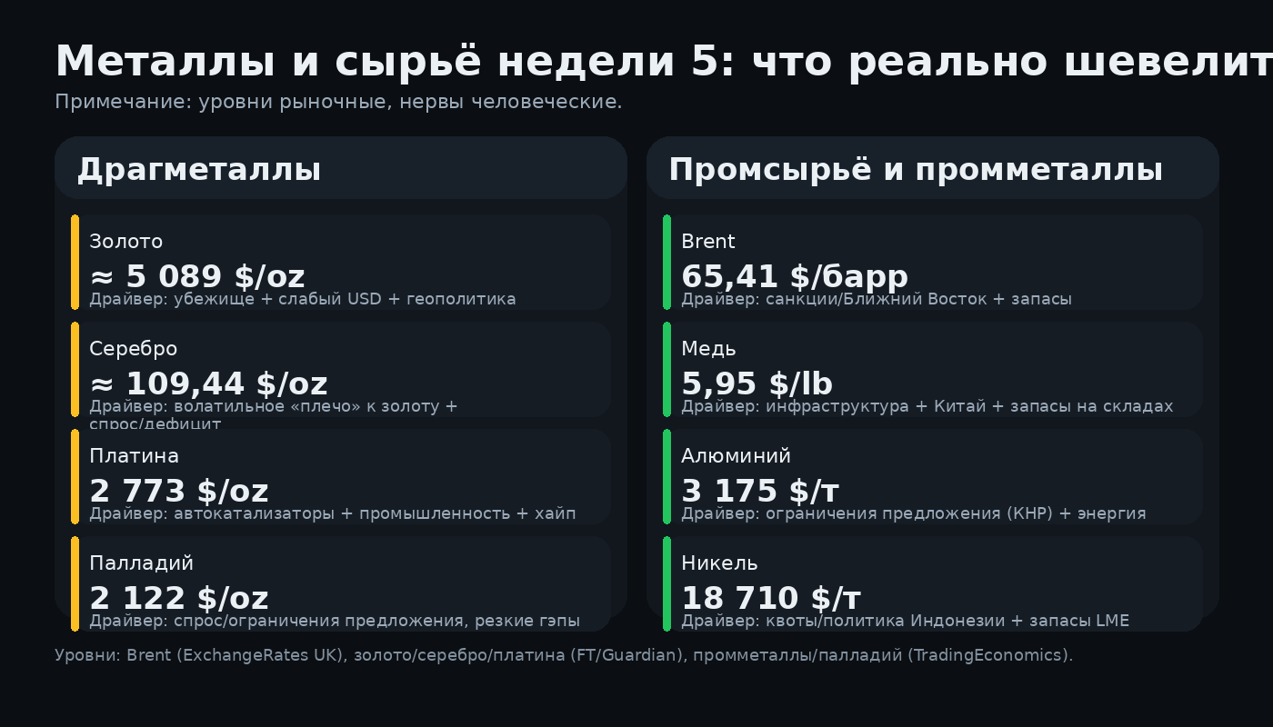 Неделя 5: промышленные и драгоценные металлы (логика влияния на рынки)